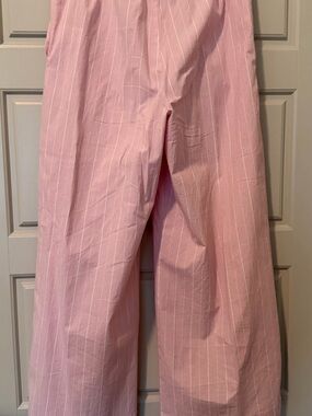 Zara Pink Pinstripe Wide-Leg Cropped Trousers